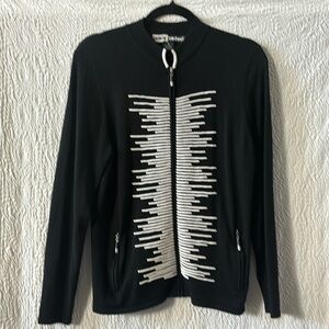 Jamie Sadock Full Zip Textured Detail Pockets Long Sleeve Cardigan Sweater